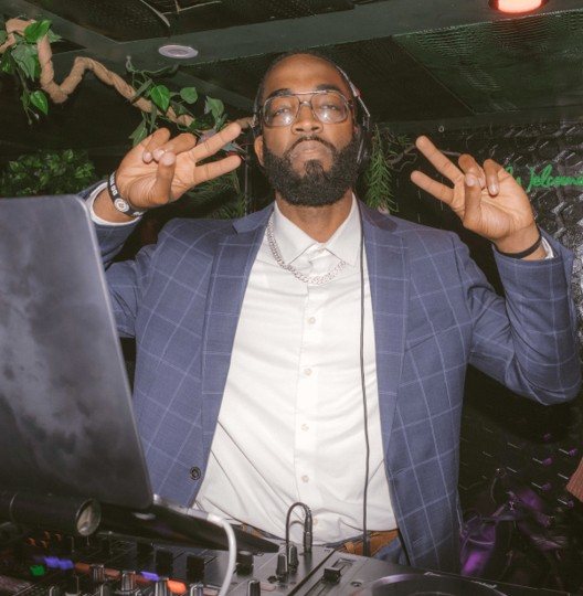 At the decks in a blue plaid blazer
